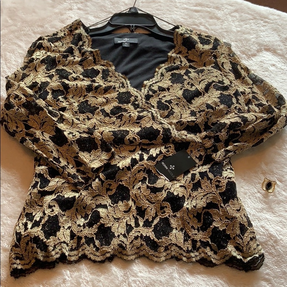 Sequin top and dinner ring